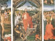 Hans Memling The Resurrection with the Martyrdom of st Sebastian and the Ascension a triptych (mk05) USA oil painting artist